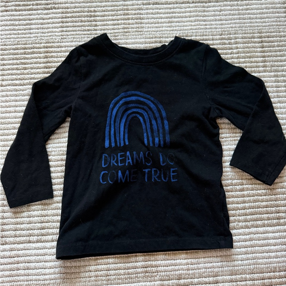 Cat & Jack Black Long Sleeve Shirt with Blue Rainbow